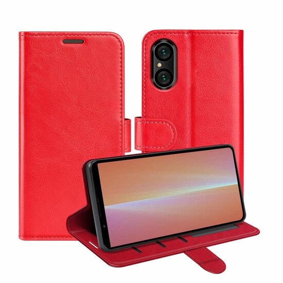 Sony Xperia 5 V Hoesje, MobyDefend Wallet Book Case (Sluiting Achterkant), Rood