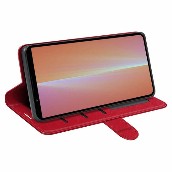 Sony Xperia 5 V Hoesje - MobyDefend Wallet Book Case (Sluiting Achterkant) - Rood