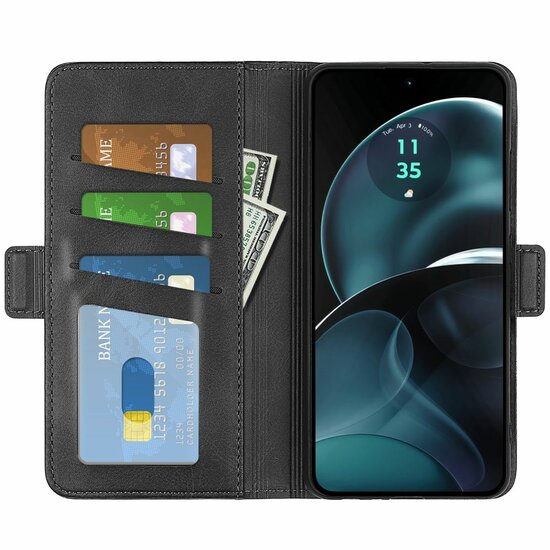 Motorola Moto G14 Hoesje, MobyDefend Luxe Wallet Book Case (Sluiting Zijkant), Zwart