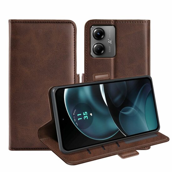 Motorola Moto G14 Hoesje - MobyDefend Luxe Wallet Book Case (Sluiting Zijkant) - Bruin