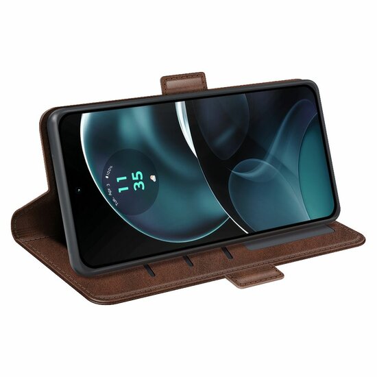 Motorola Moto G14 Hoesje - MobyDefend Luxe Wallet Book Case (Sluiting Zijkant) - Bruin