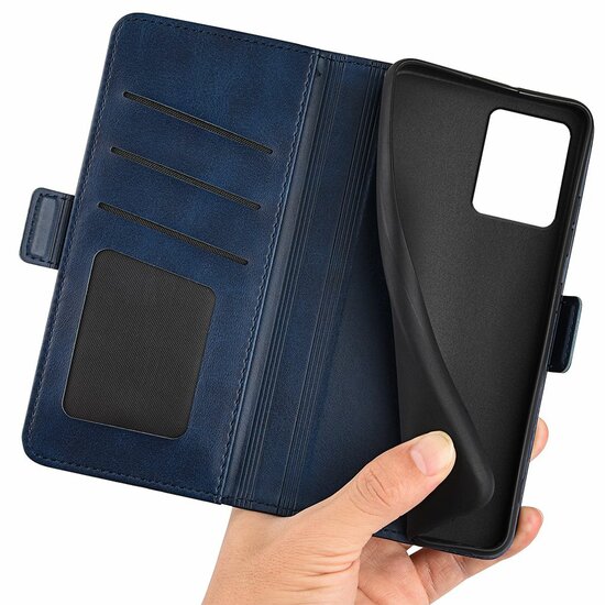 Motorola Moto G14 Hoesje - MobyDefend Luxe Wallet Book Case (Sluiting Zijkant) - Blauw