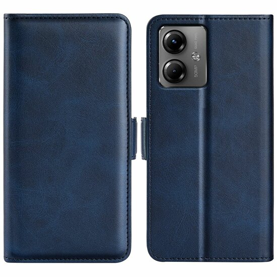 Motorola Moto G14 Hoesje - MobyDefend Luxe Wallet Book Case (Sluiting Zijkant) - Blauw