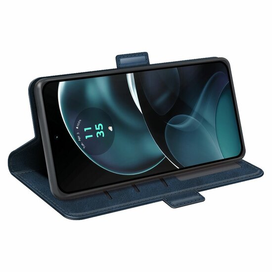 Motorola Moto G14 Hoesje - MobyDefend Luxe Wallet Book Case (Sluiting Zijkant) - Blauw