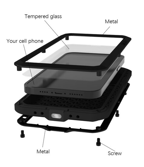 iPhone 15 Hoes - Love Mei Metalen Case - Extreme Protection - Groen