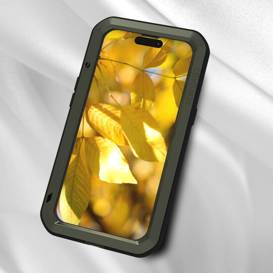 iPhone 15 Hoes - Love Mei Metalen Case - Extreme Protection - Groen
