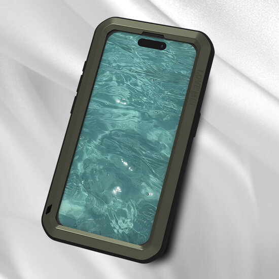 iPhone 15 Pro Hoes - Love Mei Metalen Case - Extreme Protection - Zwart