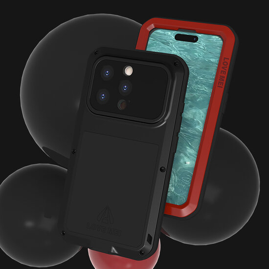 iPhone 15 Pro Hoes - Love Mei Metalen Case - Extreme Protection - Zwart