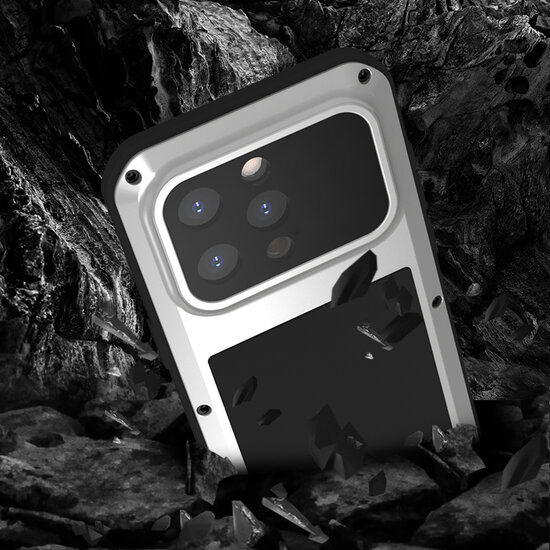 iPhone 15 Pro Hoes - Love Mei Metalen Case - Extreme Protection - Groen