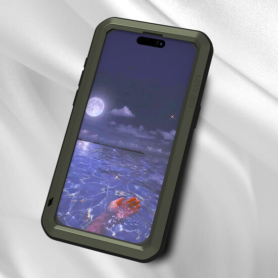 iPhone 15 Pro Max Hoes - Love Mei Metalen Case - Extreme Protection - Zwart