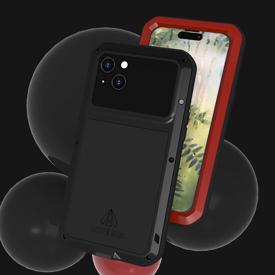 iPhone 15 Plus Hoes - Love Mei Metalen Case - Extreme Protection - Zwart