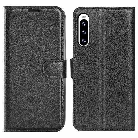 Sony Xperia 5 V Hoesje - MobyDefend Kunstleren Wallet Book Case (Sluiting Voorkant) - Zwart