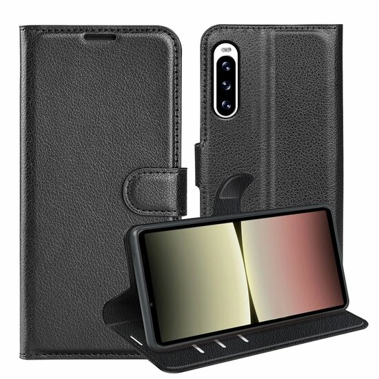 Sony Xperia 5 V Hoesje - MobyDefend Kunstleren Wallet Book Case (Sluiting Voorkant) - Zwart