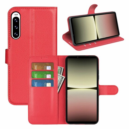 Sony Xperia 5 V Hoesje - MobyDefend Kunstleren Wallet Book Case (Sluiting Voorkant) - Rood