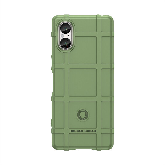 Sony Xperia 5 V Hoesje - Mobydefend Rugged Shield TPU Backcover - Groen