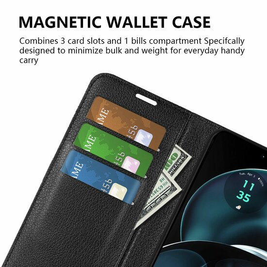 Motorola Moto G14 Hoesje, MobyDefend Kunstleren Wallet Book Case (Sluiting Voorkant), Zwart