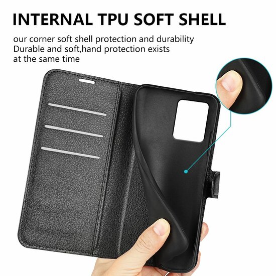 Motorola Moto G14 Hoesje - MobyDefend Kunstleren Wallet Book Case (Sluiting Voorkant) - Zwart