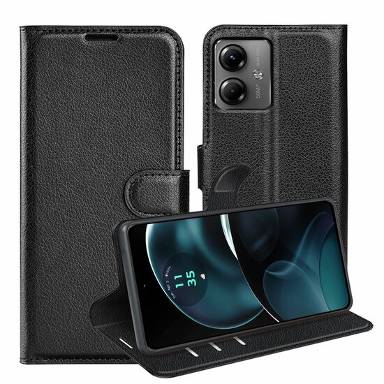 Motorola Moto G14 Hoesje - MobyDefend Kunstleren Wallet Book Case (Sluiting Voorkant) - Zwart