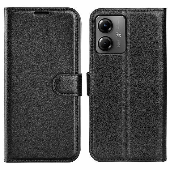 Motorola Moto G14 Hoesje, MobyDefend Kunstleren Wallet Book Case (Sluiting Voorkant), Zwart