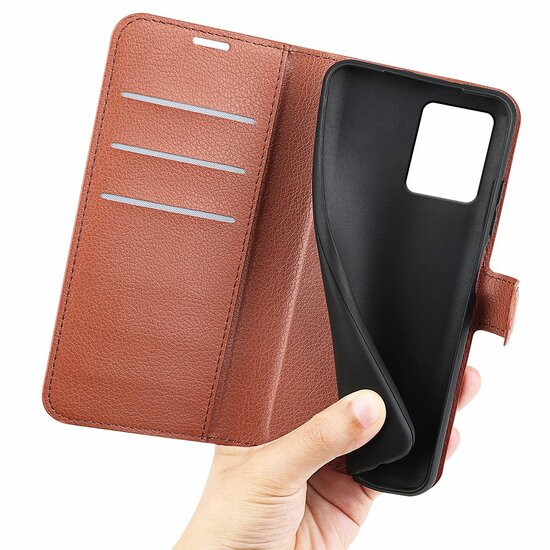 Motorola Moto G14 Hoesje, MobyDefend Kunstleren Wallet Book Case (Sluiting Voorkant), Bruin