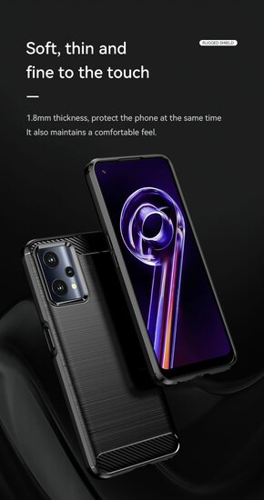 OnePlus Nord CE 2 Lite Hoesje - MobyDefend TPU Backcover - Geborstelde Metaal &amp; Carbon-Look - Blauw