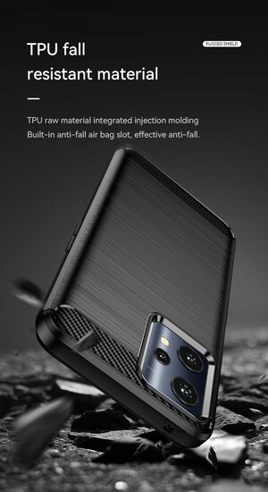 OnePlus Nord CE 2 Lite Hoesje - MobyDefend TPU Backcover - Geborstelde Metaal &amp; Carbon-Look - Blauw