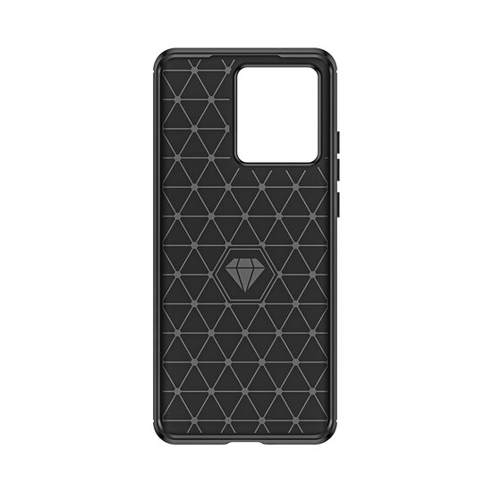 Motorola Edge 40 Neo Hoesje, MobyDefend TPU Gelcase, Geborsteld Metaal + Carbonlook, Zwart