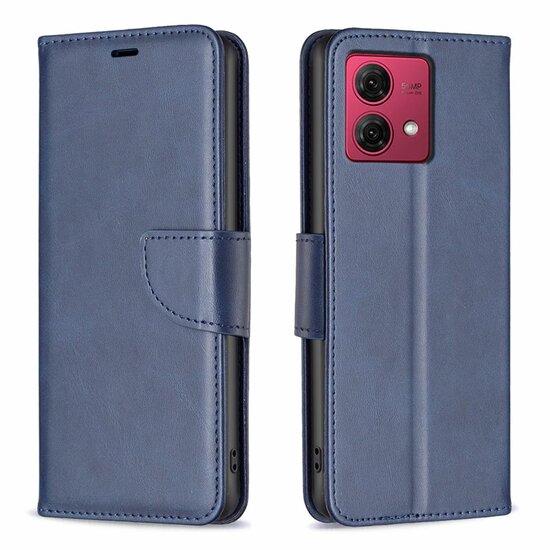 Motorola Moto G84 Hoesje, MobyDefend Wallet Book Case Met Koord, Blauw