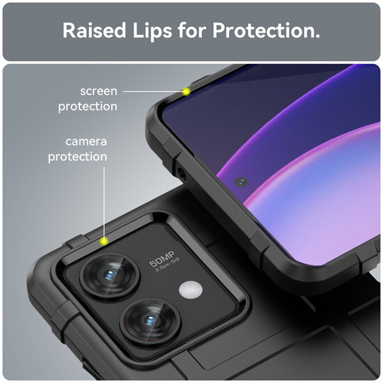 Motorola Edge 40 Neo Hoesje, Rugged Shield TPU Gelcase, Zwart