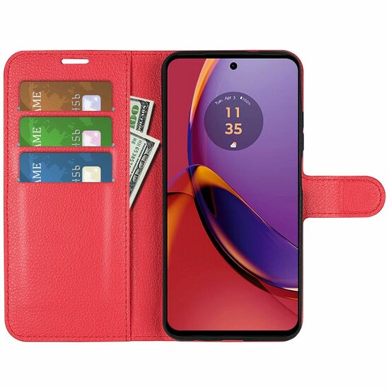 Motorola Moto G84 Hoesje, MobyDefend Kunstleren Wallet Book Case (Sluiting Voorkant), Rood