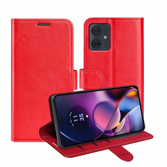 Motorola Moto G54 Hoesje, MobyDefend Wallet Book Case (Sluiting Achterkant), Rood