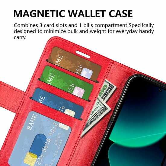 Xiaomi 13T / 13T Pro Hoesje, MobyDefend Wallet Book Case (Sluiting Achterkant), Bruin