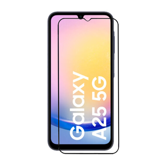 Samsung Galaxy A25 Screenprotector - MobyDefend Screensaver Met Zwarte Randen - Gehard Glas