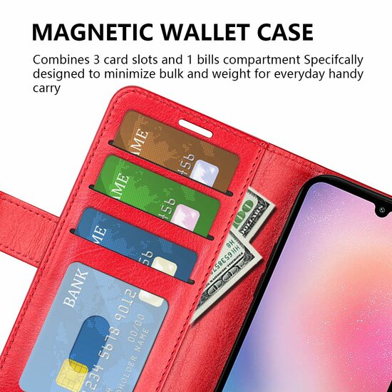 Samsung Galaxy A25 Hoesje, MobyDefend Wallet Book Case (Sluiting Achterkant), Zwart