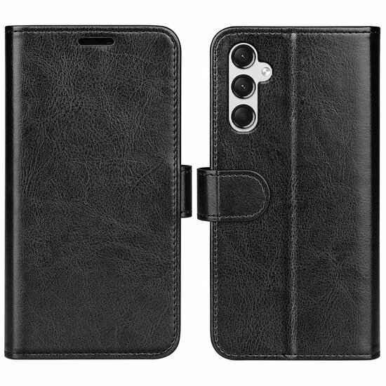 Samsung Galaxy A25 Hoesje, MobyDefend Wallet Book Case (Sluiting Achterkant), Zwart