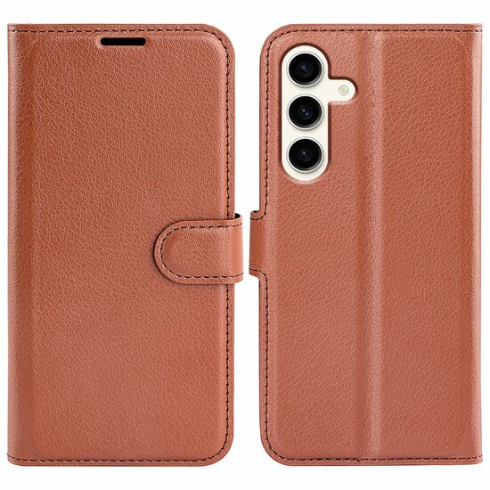 Samsung Galaxy S24 Plus (S24+) Hoesje, MobyDefend Kunstleren Wallet Book Case (Sluiting Voorkant), Bruin