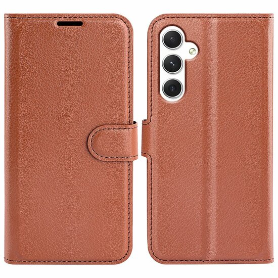 Samsung Galaxy S24 Hoesje, MobyDefend Kunstleren Wallet Book Case (Sluiting Voorkant), Bruin