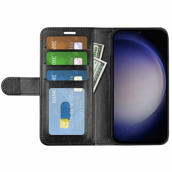 Samsung Galaxy S24 Hoesje, MobyDefend Wallet Book Case (Sluiting Achterkant), Zwart