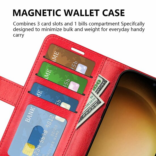 Samsung Galaxy S24 Plus (S24+) Hoesje, MobyDefend Wallet Book Case (Sluiting Achterkant), Bruin