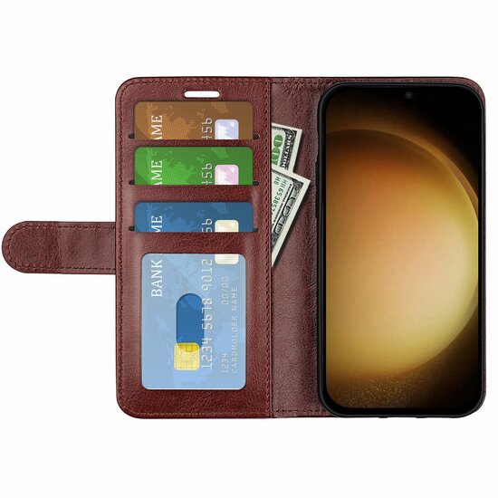Samsung Galaxy S24 Plus (S24+) Hoesje, MobyDefend Wallet Book Case (Sluiting Achterkant), Bruin