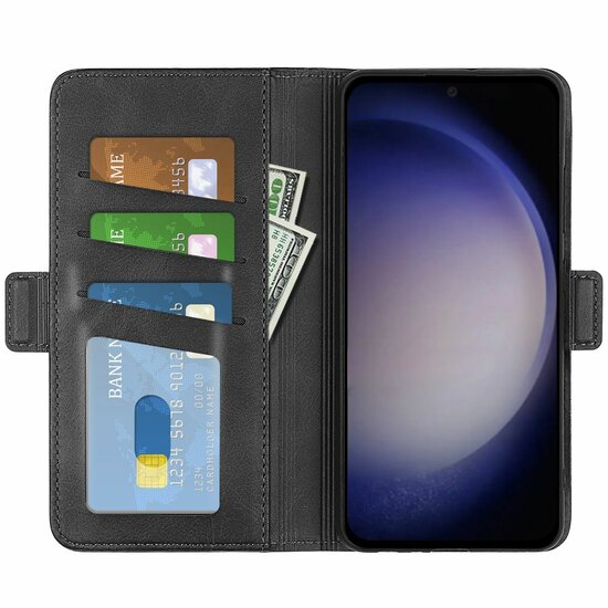 Samsung Galaxy S24 Hoesje, MobyDefend Luxe Wallet Book Case (Sluiting Zijkant), Zwart