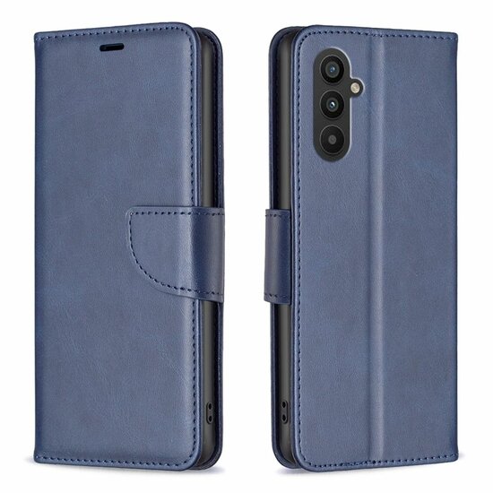 Samsung Galaxy A25 Hoesje, MobyDefend Wallet Book Case Met Koord, Blauw