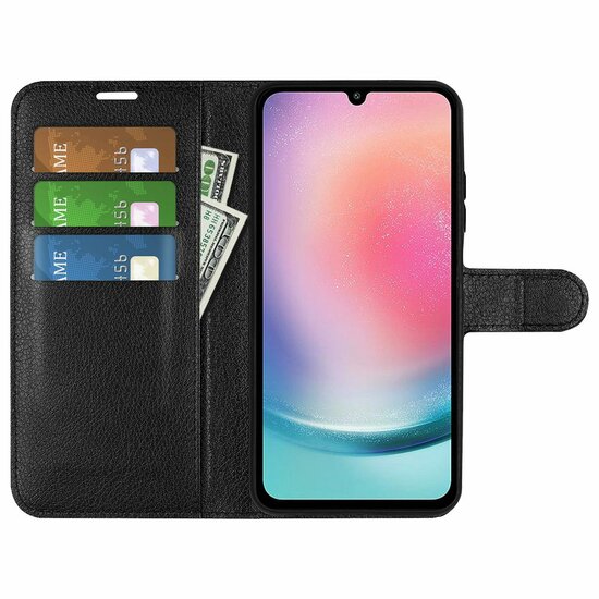 Samsung Galaxy A25 Hoesje, MobyDefend Kunstleren Wallet Book Case (Sluiting Voorkant), Zwart