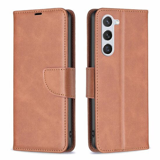 Samsung Galaxy S24 Hoesje, MobyDefend Wallet Book Case Met Koord, Bruin