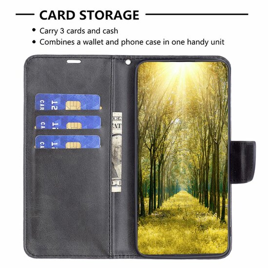 Samsung Galaxy S24 Plus (S24+) Hoesje, MobyDefend Wallet Book Case Met Koord, Zwart