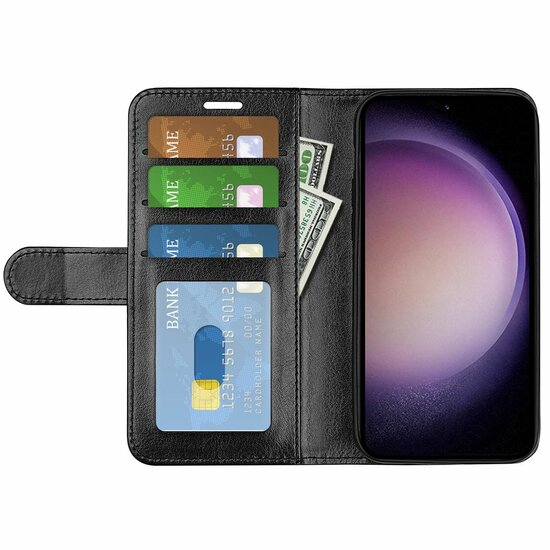 Samsung Galaxy S23 FE Hoesje, MobyDefend Wallet Book Case (Sluiting Achterkant), Zwart