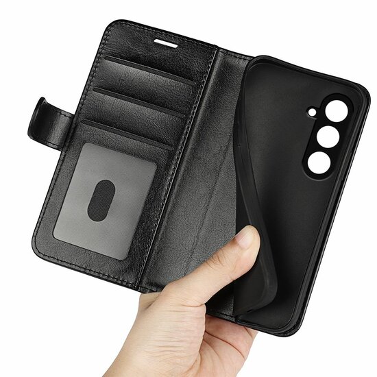 Samsung Galaxy S23 FE Hoesje, MobyDefend Wallet Book Case (Sluiting Achterkant), Zwart