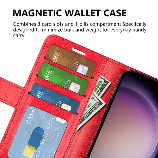 Samsung Galaxy S23 FE Hoesje, MobyDefend Wallet Book Case (Sluiting Achterkant), Bruin