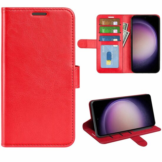 Samsung Galaxy S23 FE Hoesje, MobyDefend Wallet Book Case (Sluiting Achterkant), Rood