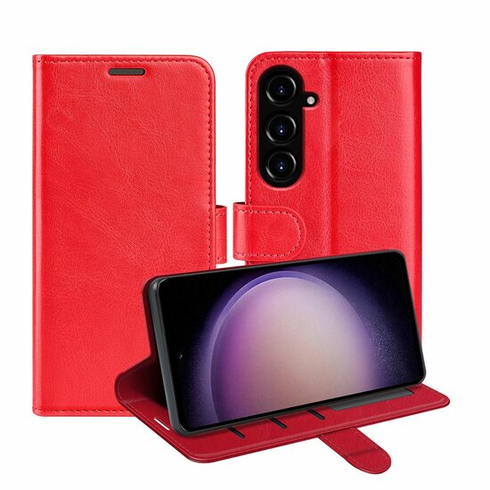 Samsung Galaxy S23 FE Hoesje, MobyDefend Wallet Book Case (Sluiting Achterkant), Rood